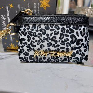 Betsey Johnson Waterproof Leopard Print Clip On Handbag Keychain Mini Bag Pouch